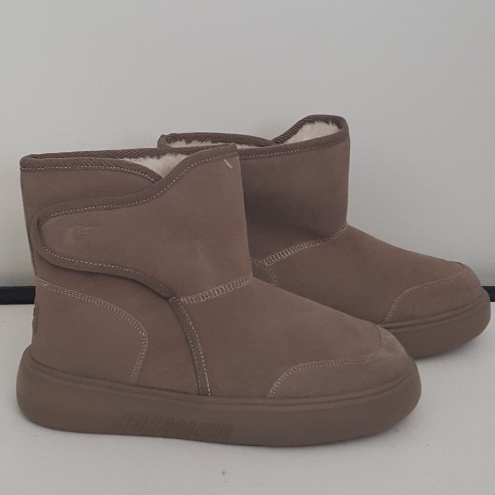 BNQ Ankle Snow Boots Faux Fur Lining Keep Warm size 41.5 = 10 US Tan Color Bra
